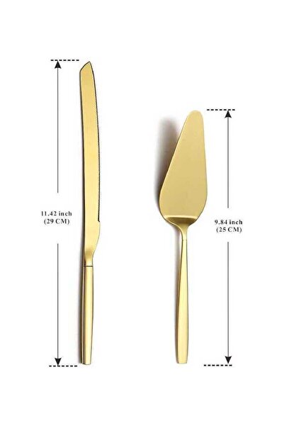 Berglander Gold Cake & Pastry Serving Set — Stainless Steel Knife and Server (2 pcs)