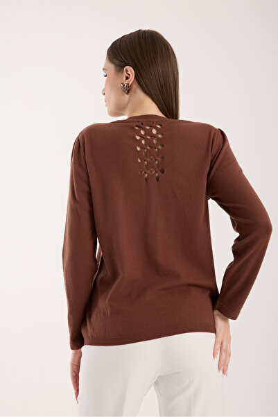 Moda Days Pearl Detailed Crew Neck Knit Blouse