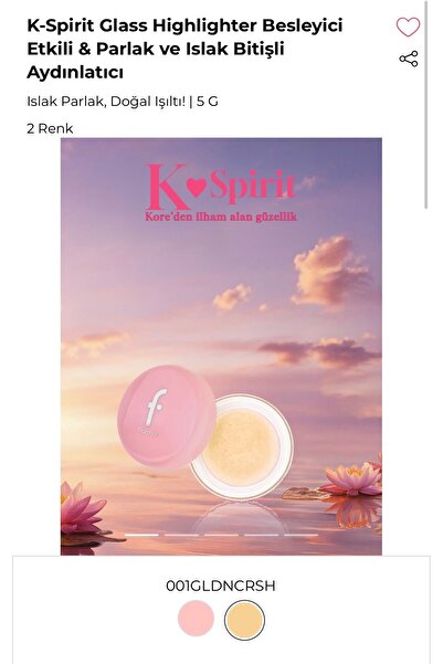 Flormar K-Spirit Glass Highlighter Besleyici & Parlak ve Islak Bitişli Aydınlatıcı - 001 Gldncrsh