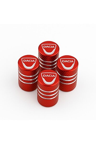 Dacia Σετ 4 καπακιών βαλβίδων, κόκκινο ανοδιωμένο αλουμίνιο, κλασικό λευκό λο...