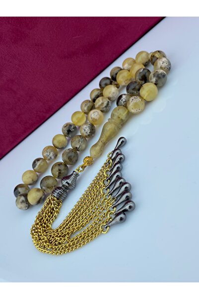 Tesbih Store Fossil Drop Amber 11mm Original Amber in Velvet Box