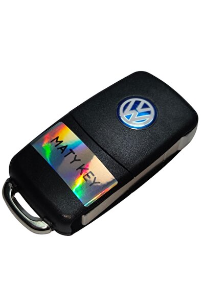 OEM VW Touran (1T1, 2003-2009) key case, flip type, 3 buttons, center LED with keyring - MATY KEY
