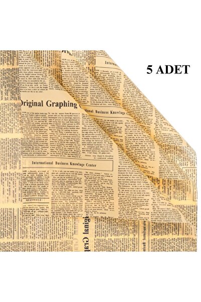 roco paper Newspaper Patterned Flower Wrapping Paper 5Pcs, Double Printing Matte Opp Gift Bouquet Paper, Kraft, 58X58 cm