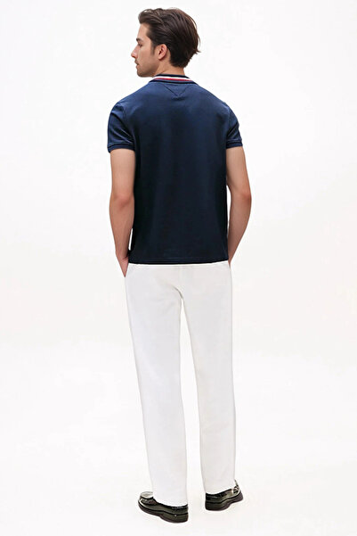 Tommy Hilfiger Mens Navy Blue Regular Fit Signature Collar Polo Shirt