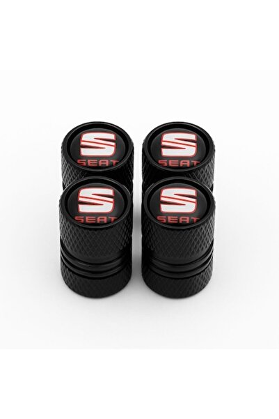 OEM Σετ 4 καπακιών βαλβίδων SEAT – μαύρο αλουμίνιο, κόκκινο λογότυπο, σπορ σχ...