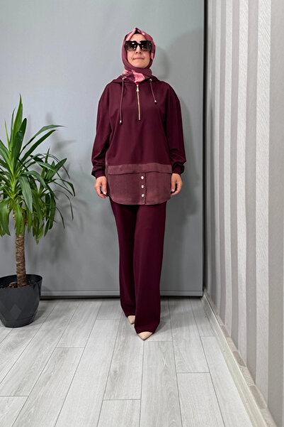 clande Trouser Suit Claret Red 3006-1004