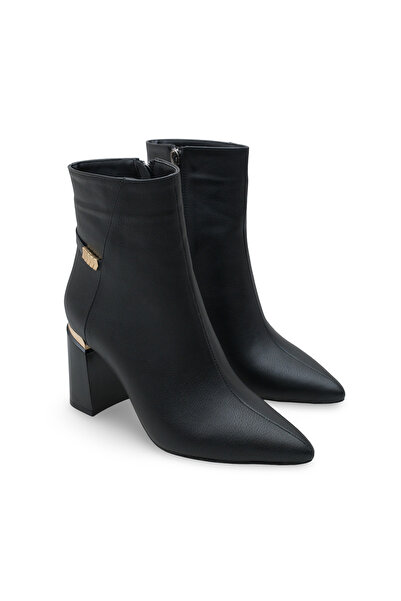 Women Lay-z Γυναικείες μπότες με τακούνι με υφή από δέρμα φιδιού, τακούνι πάχους 8,5 εκ., μοντέρνο μοντέλο με μυτερή μύτη και χρυσή λεπτομέρεια