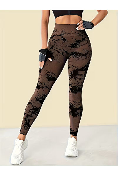 CEDAN Еластични, боядисани с тай-дай, повдигащи дупето спортни панталони, подходящи за пране в пералня, спортен стил