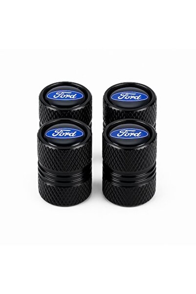 OEM Set de 4 capace de supapă FORD – aluminiu negru, logo albastru, design sp...