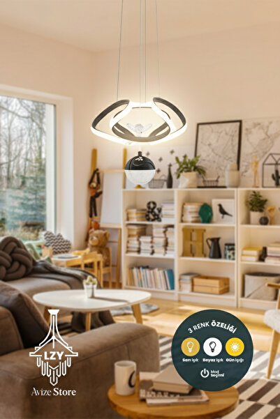 Lzy Avize Store Siyah Modern Sarkıt Led Avize Salon Mutfak Oda Hol Ledli Aviz...