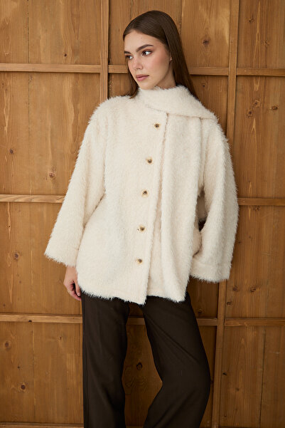 JASTE Women's Plush Shawl Collar Oversized Cardigan