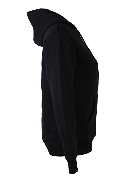 trender 26Kl71S95003 Black Women's Sweatshirt 3 Thread Ş Fleece-Lined Hooded Zippered Kangru