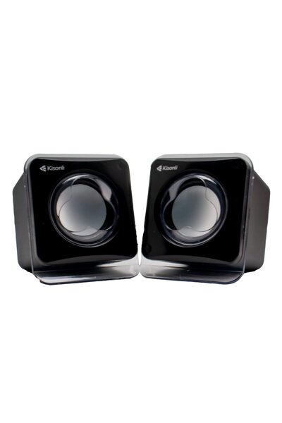Kisonli مكبر صوت متعدد الوسائط صغير محمول V410 بمنفذ USB 2.0، صوت ستيريو مزدوج بقوة 3 وات لأجهزة الكمبيوتر واللاب توب