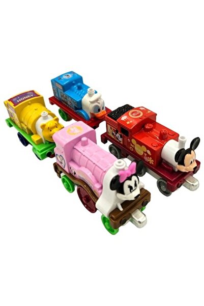 OEM Set of 4 metal magnet locomotives, Cartoon Train, Metal, 8 cm, Multicolor