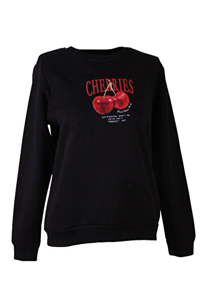 trender Cheryy Printed Black Women's Sweatshirt 26Kl71S95004