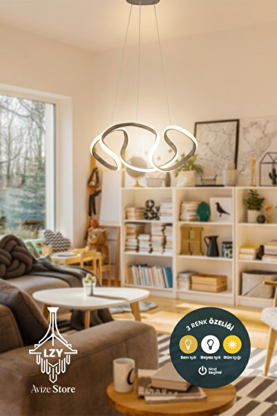 Lzy Avize Store Enzo Siyah Modern Sarkıt Led Avize 3 Renkli