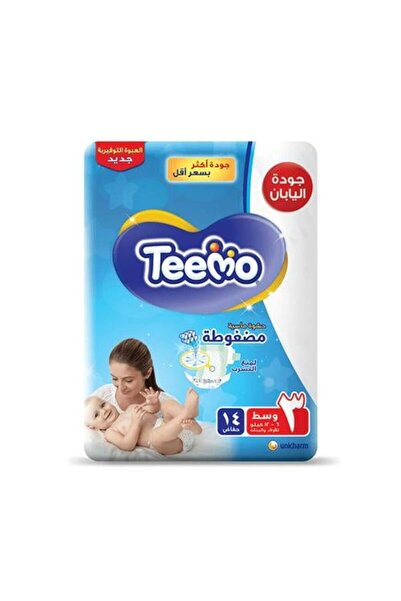 Teemo Baby Diapers — Compressed, Medium (No.3), 14 Pieces, Japanese Quality