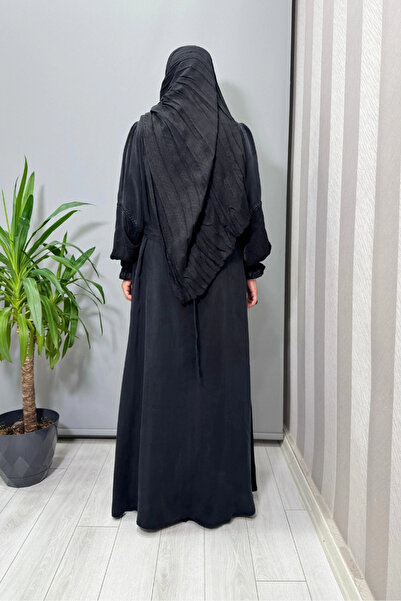 MissWhence Shawl Detailed Cupro Silk Dress Black 38818