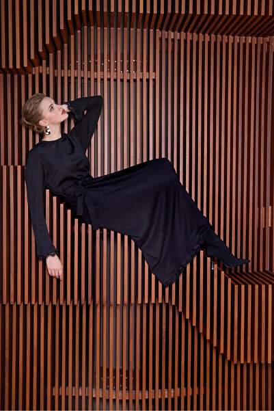 MissWhence Guipure Detailed Dress Black 38823