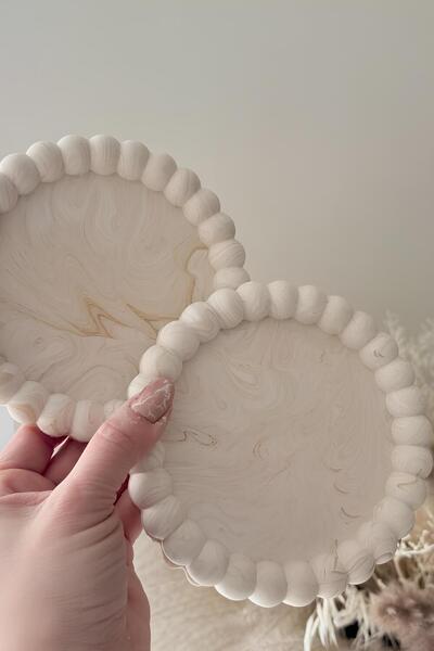 betonmall Concrete Bubble Coaster Set of 2 |   Large Size |   Marble Beige |   Handmade Decorative Coaster