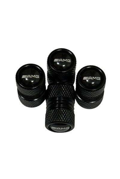 OEM Set of 4 aluminum valve caps for car, Mercedes AMG, Black