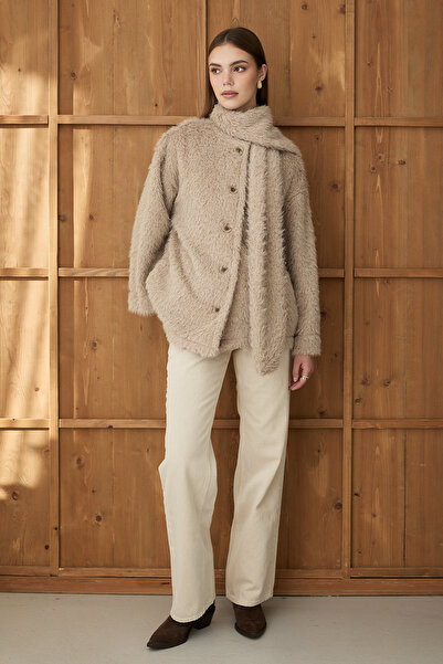 JASTE Women's Plush Shawl Collar Oversized Cardigan