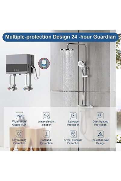 LIROPAU Electronic Instantaneous Water Heater 220 V 6000 W Tankless Mini Water Heater with LED Temperature