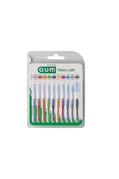GUM Set of 10 Interdental Brushes, GUM, Trav-Ler, Efficient Cleaning through Various Sizes