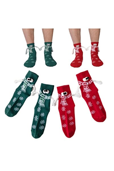 Xevo Christmas Socks Holding Hands, longziming, 2 pairs, multicolor, one size