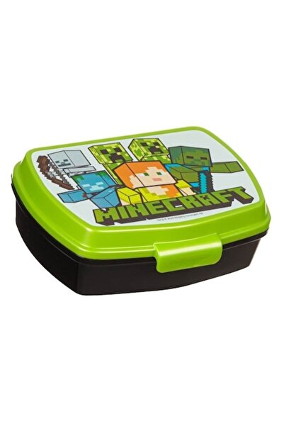 BREZIUM Children's Lunchbox (Minecraft), 0.63 L, Lime/Black -