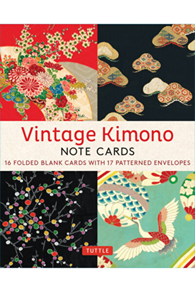 Tuttle Pub Kimono vintage, 16 cartonașe: 8 ilustrații din țesături japoneze v...