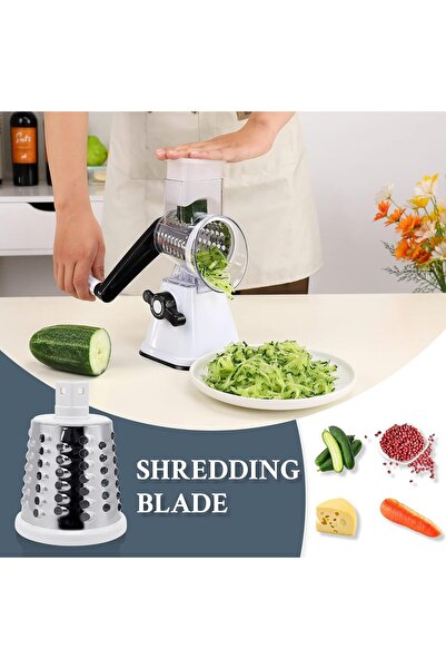 NEONI Rotary Cheese Grater with 3 Replaceable Drum Blades (Green)