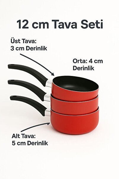 Doremcy 12 cm 3-Piece Mini Pan Set Milk Pan, Wok and Sauce Pan |   Teflon Non-Stick Suitable for Baby Food