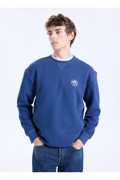 Lee Bisiklet Yaka Lacivert Erkek Sweatshırt L2520091422 Lacivert Sweatshirt