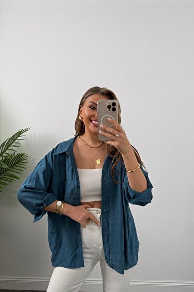 Lady Pixie Low Shoulder Fabric Oversize Shirt