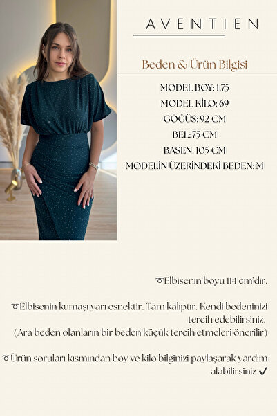 Aventien Draped Stone Emerald Midi Dress