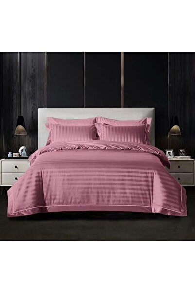 Casa Pucioasa Damask 6-Piece Double Bed Linen Set, Solid, 230x250 cm, Pink