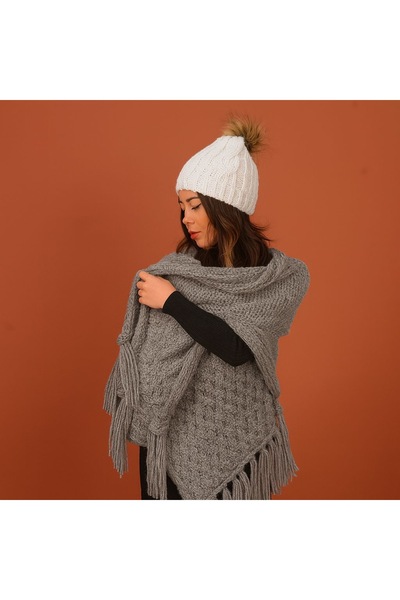 MİHALİÇ Kadın Kalın Örgü Kışlık Şal