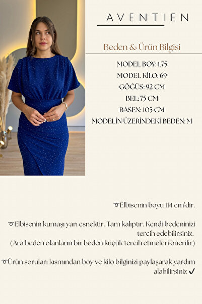 Aventien Draped Stone Cobalt Blue Midi Dress