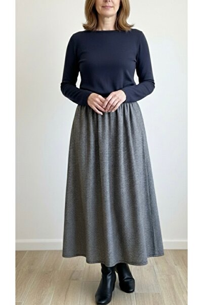 BİLGENS BUTİK Women's Relaxed Fit Winter Long Skirt