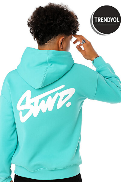 CLASSY.MODA Unisex Oversized 3 Thread K Hooded Sweatshirt Swnd Lettering B Printed Comfortable Casual Style Hoodie