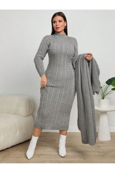 Jinx Wear Fashion Vintage Hair Braid Suspender Dress and Cardigan Acrylic Knitwear Set