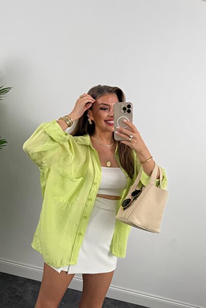 Lady Pixie Low Shoulder Fabric Oversize Shirt