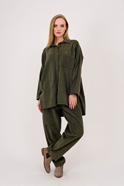 Park Moda 11439 Lova Fisto Detailled Tubular Velvet Shirt