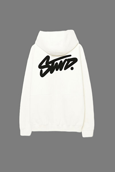 CLASSY.MODA Unisex 3 Thread O Oversized K Hooded Kangaroo Pocket Swnd Written Back B Printed Sweatshirt