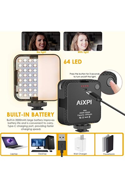 TERRION Video Conference Lighting Kit - Clip & Tripod, Dimmable Rechargeable USB Webcam Light