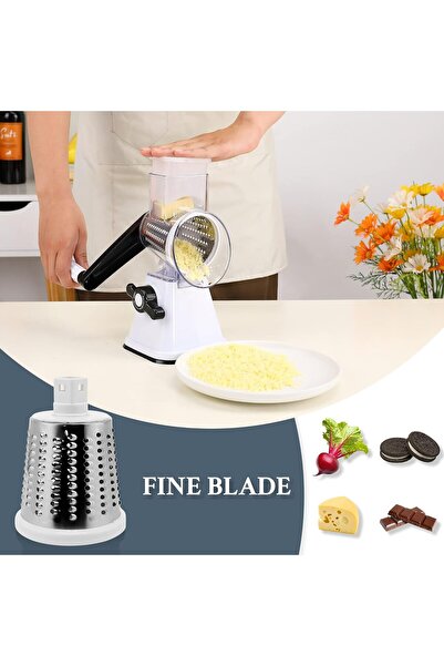 NEONI Rotary Cheese Grater with 3 Replaceable Drum Blades (Green)