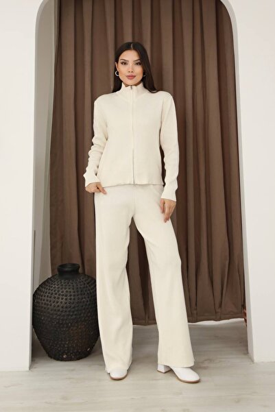 GND Double Zipper Premium Series Women's Knitwear Set, Bottom-Top Knitwear Set