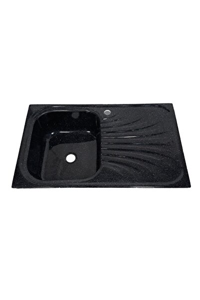 RAY Pachet-Chiuveta bucatarie,din compozit,negru marmorat,80x50cm,montare blat+Baterie monocomanda negru