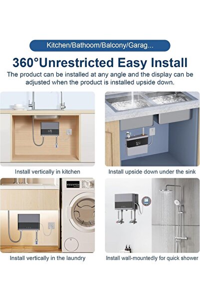 LIROPAU Electronic Instantaneous Water Heater 220 V 6000 W Tankless Mini Water Heater with LED Temperature